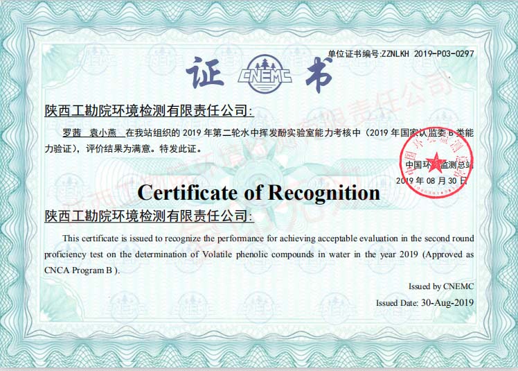 国家级能力验证结果证书（2020-2021年度）4